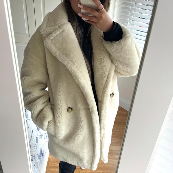Topshop premium teddy coat cream - Picture 3 of 8